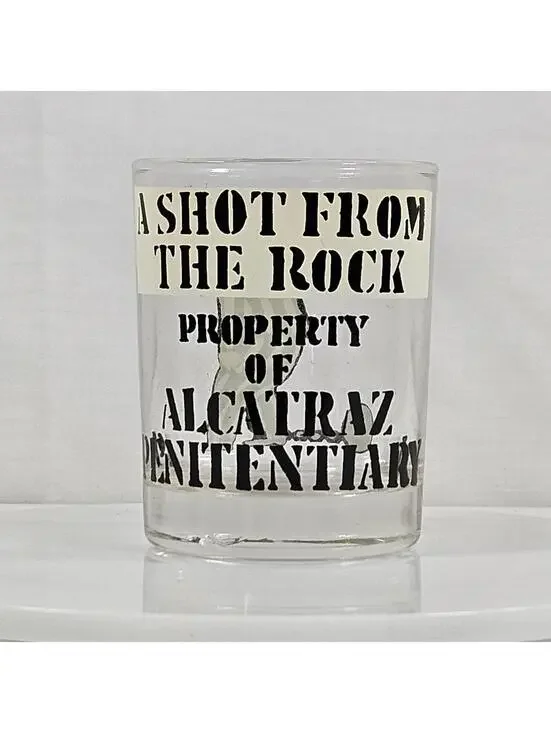 Vintage Alcatraz Shot Glass “A Shot From The Rock” Prison Novelty Barware