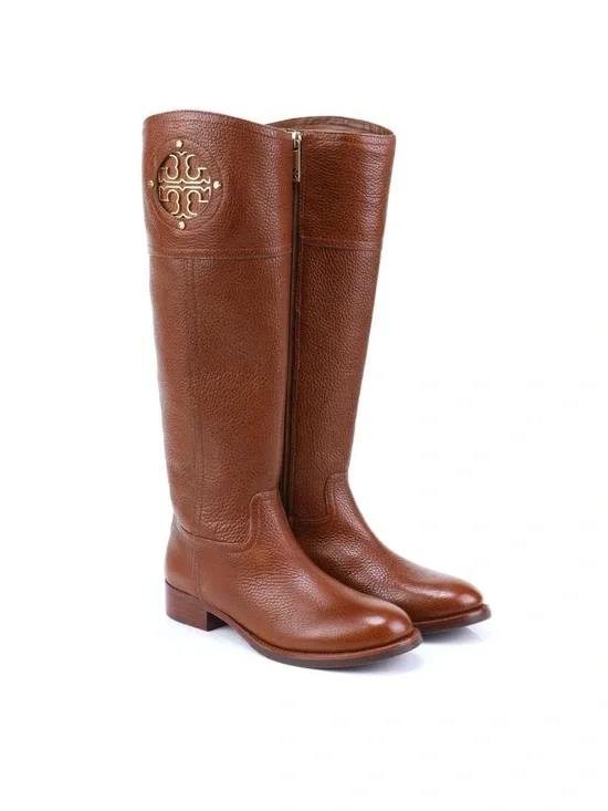 Tory Burch Kiernan tall brown leather knee high riding boots size 8 M