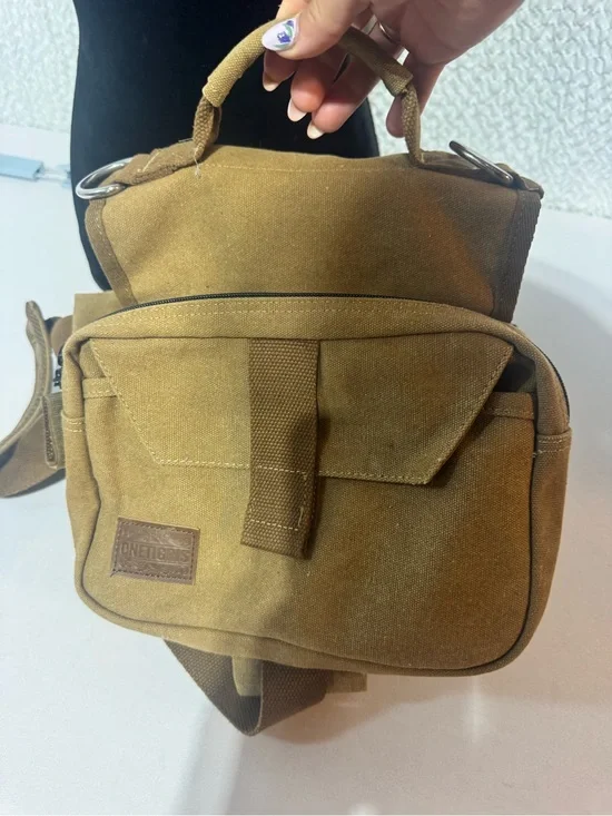 Dog backpack canvas large in Brown