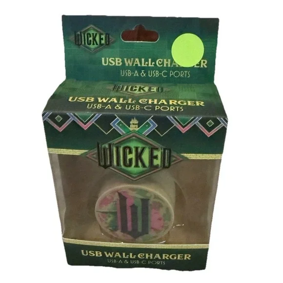 Wicked USB Wall Charger Green Gold New In Box