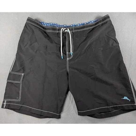 Tommy Bahama Men's Black Board Shorts Swim Trunks Size XXXLT Marlin Cargo Pocket