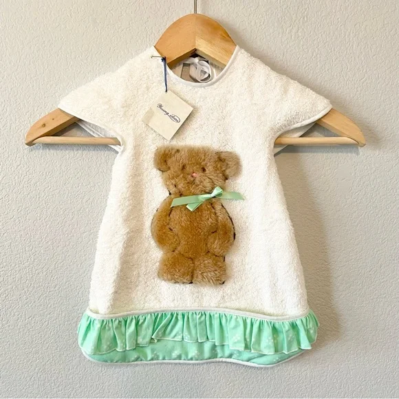 Handmade Baby Bib Apron with Fuzzy Bear