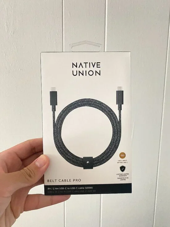 Native Union Belt Cable Pro (8 ft / 2.4 m USB-C to USB-C Cable) Cosmos Black