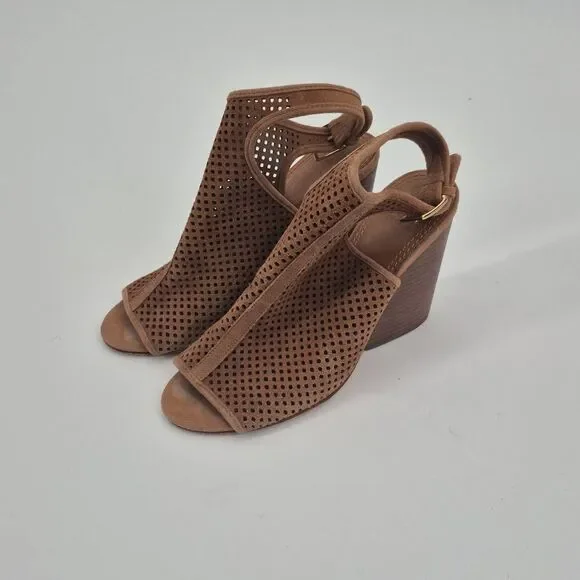 TORY BURCH Jesse Perforate Suede Heeled Sandals Size 8