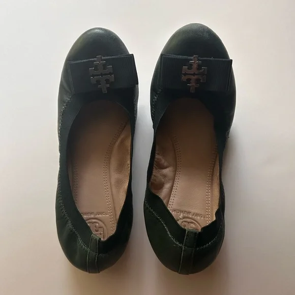 Tory Burch Sedgwick Black Leather Ballet Flats