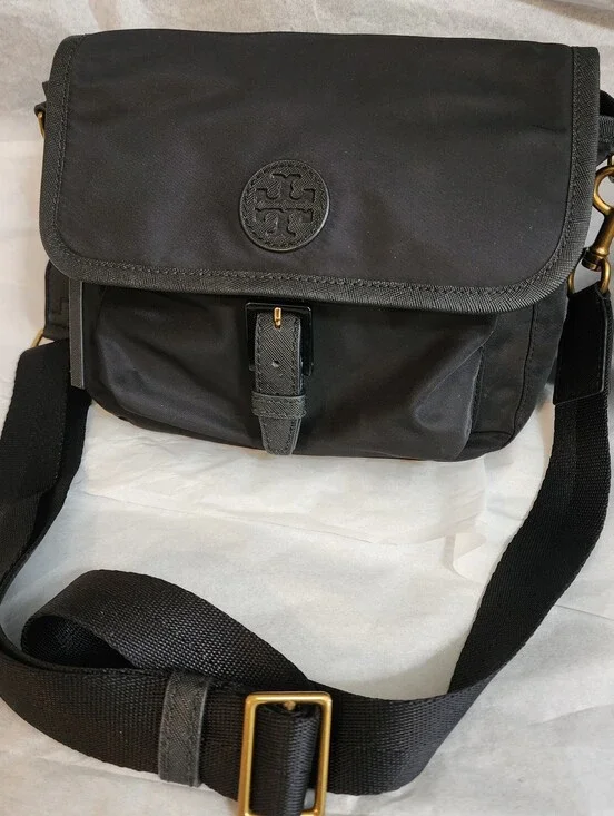 Tory Burch Black Scout Nylon Crossbody Bag w/ Adjustable Strap