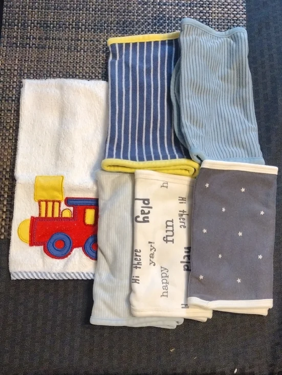 Kids 6 Multi-Pack Blue and Grey Burp Cloths