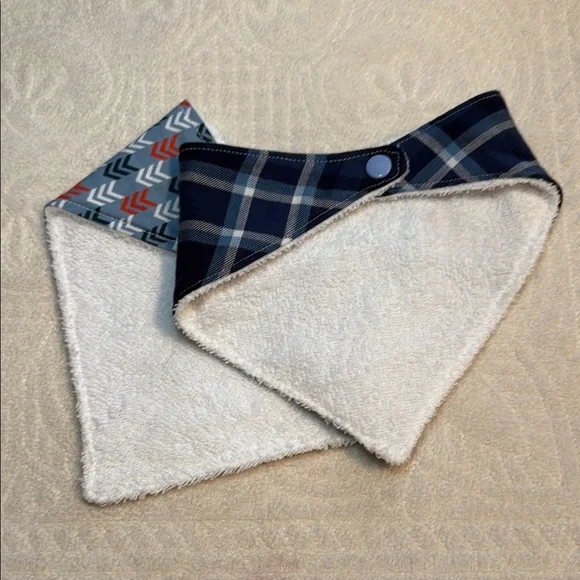 Handmade pair of bandana drool bibs reversible