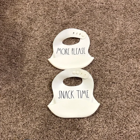 Rae Dunn Silicone Baby Bibs Adjustable Waterproof Set of 2