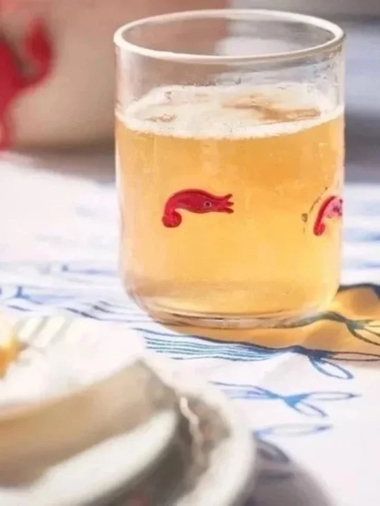 Anthropologie Icon Lola Juice Glass Shrimp NWT NEW