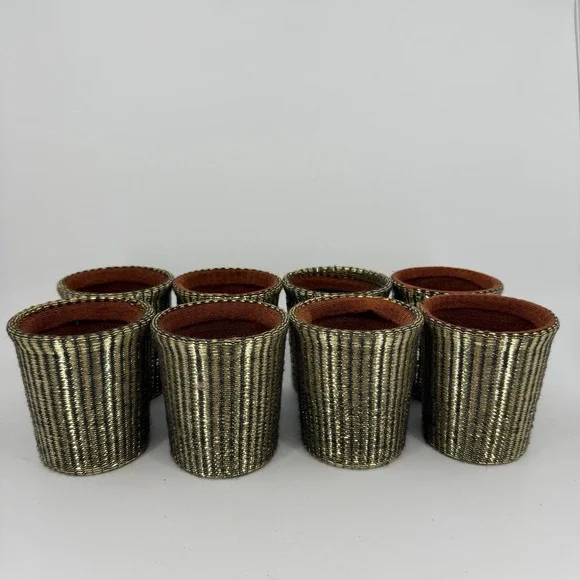 Set‎ of 8 MCM VTG Therma-Jac Drink Coozies Metallic Gold Great Condition
