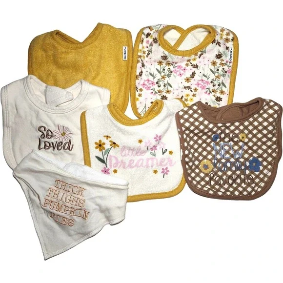Baby Girl 6pc Bib‎ Lot So Loved Dreamer Floral New Family Favorite Gerber