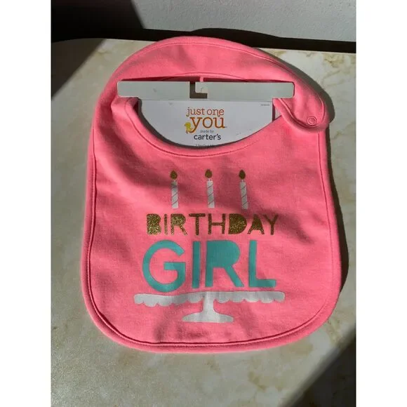 NWT Carter's birthday girl pink Bib