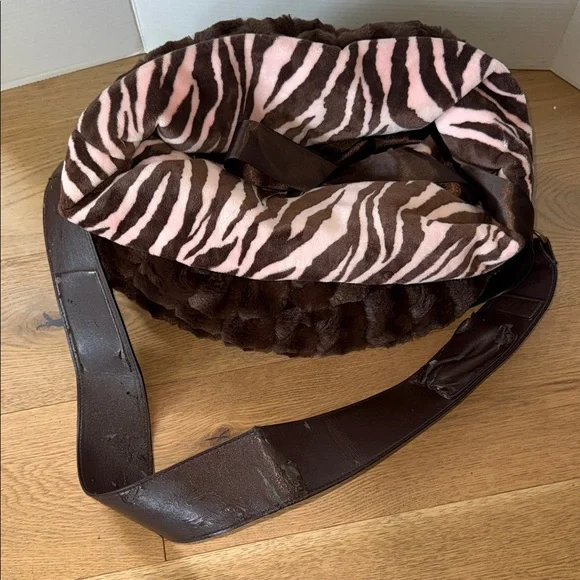 Chic Brown and Pink Zebra Dog Carrier Pet Carrier Reversible