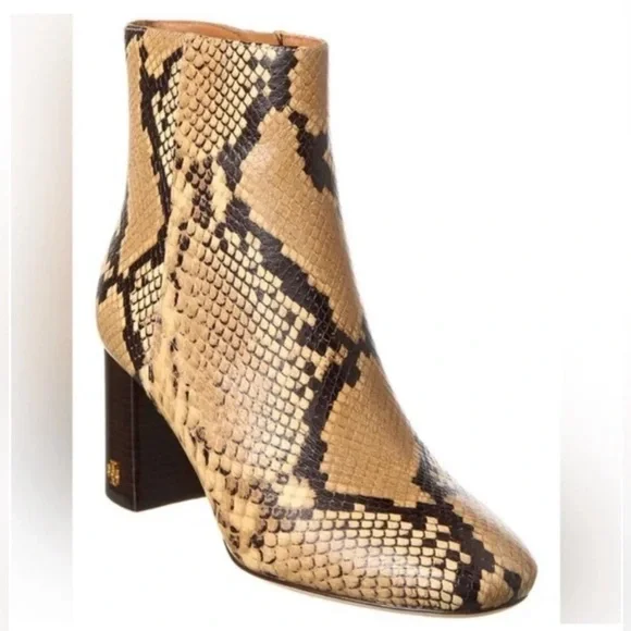 Tory Burch Leather Brooke 70MM Animal Print Sand Drift Bootie Boots