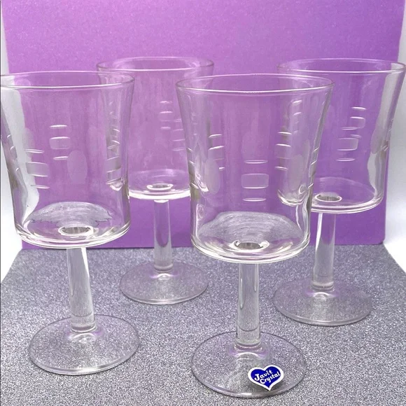Vintage Waterford Javit MCM Design Unique Shape Cameo Pattern Wine Glass Set