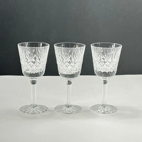 Crystal Wine Glasses Thomas Webb Warwick Pattern 6 Sided Stem 5 1/4