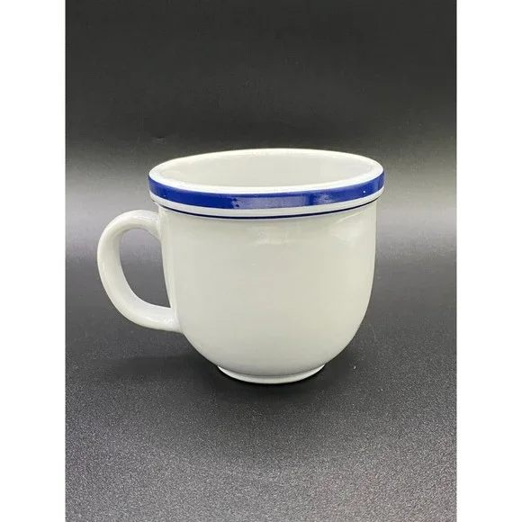 Coffee Mug Culinary Arts Cafeware Porcelain White With Blue Bands #20