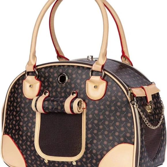 Beige & Brown Stylish Pet Carrier Tote