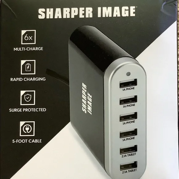 Sharper Image 6 USB Port Rapid Desktop Charging Station.