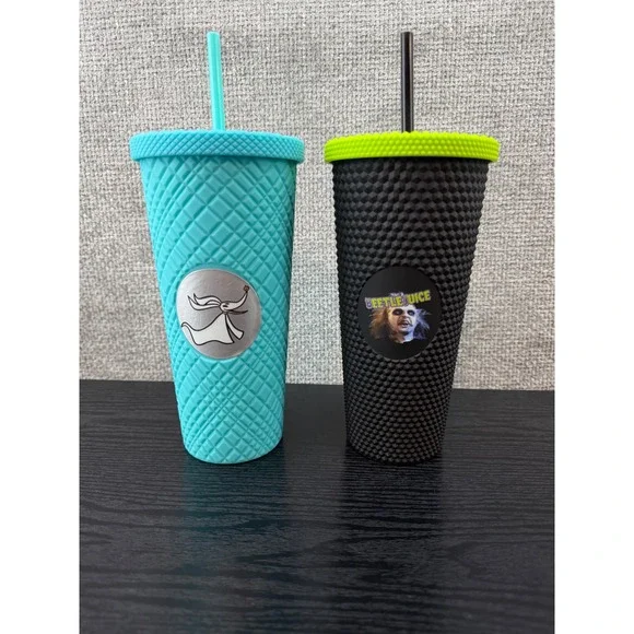 Disney Nightmare Before Christmas Zero & Beetlejuice 20oz Textured‎ Tumbler Set