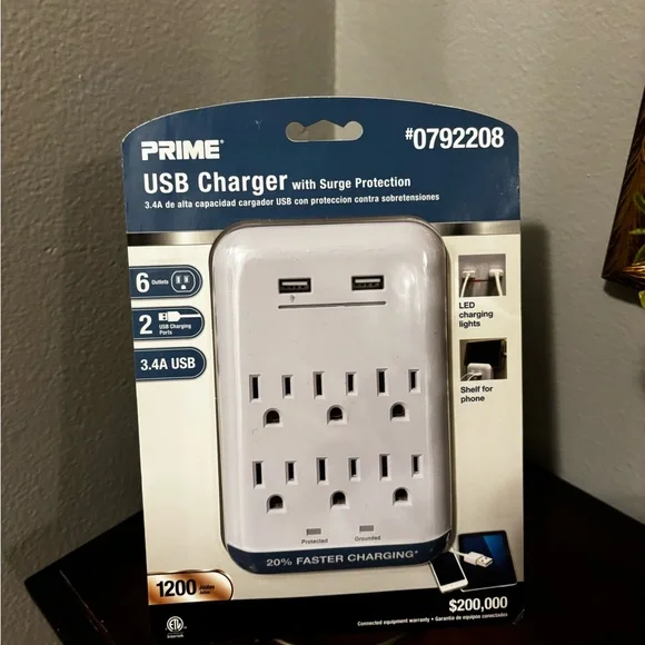 ON HOLD White 6 USB Chargers with Surge Protection