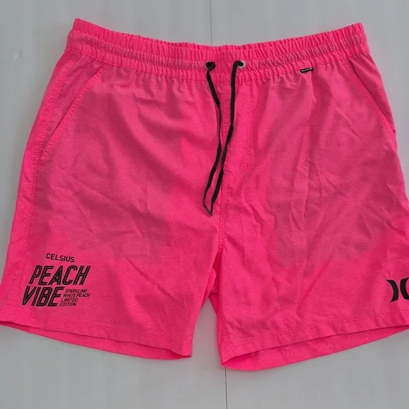 Hurley Celsius Promo Peach Vibe Bright Pink Edition Swim Shorts Swimsuit Men's L