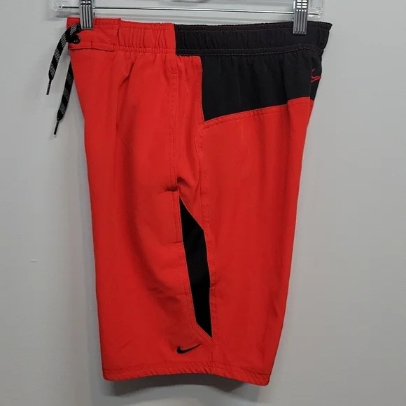 NIKE Red & Black Swimsuit Trunks Shorts Lined Men's size Small 9