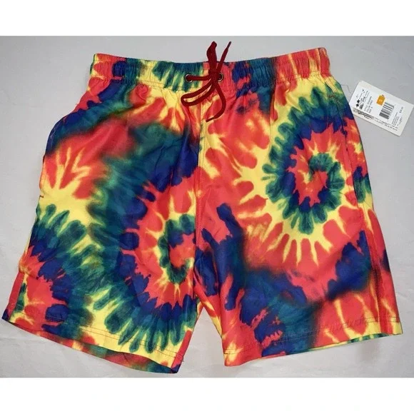 NWT Men's U.S.‎ Surf Club Oahu, Hawaii Tie Dyed Lined Swim Trunks - Small