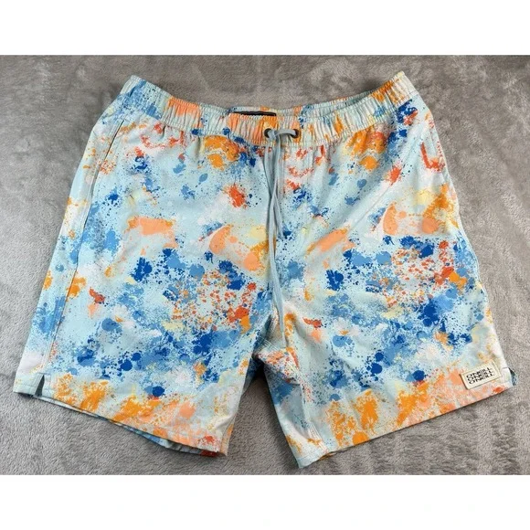 O'Neill Board Shorts Mens Large Blue Orange Print Surf Swim Trunks Pockets