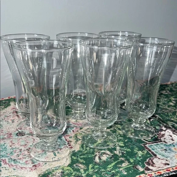 Vintage Clear Glass Goblet Set Of Six