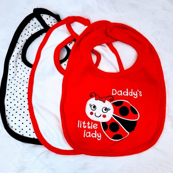 Washable bibs Daddy's little Lady bug cotton (3)