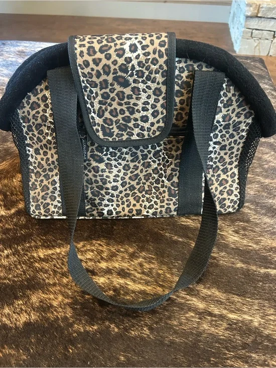 Leopard Print Tote Bag with Black Straps