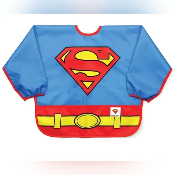 Superman Bib Long Sleeved Unisex Costume Resists Most Stains Age 6-24 Months
