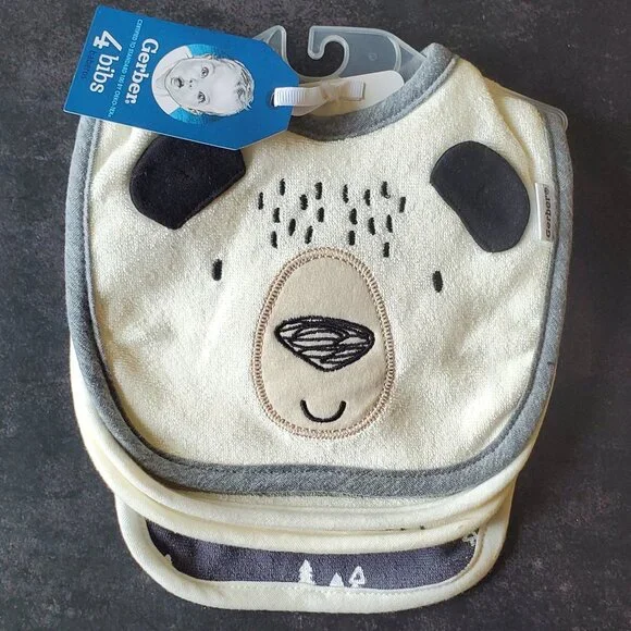 Baby Boys Bear Bibs 4-Pack by Gerber