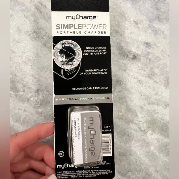 MyCharge simple power portable charger compact size cellphone battery charging
