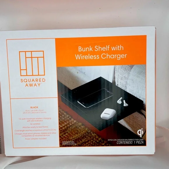 Bunk shelf wireless charger