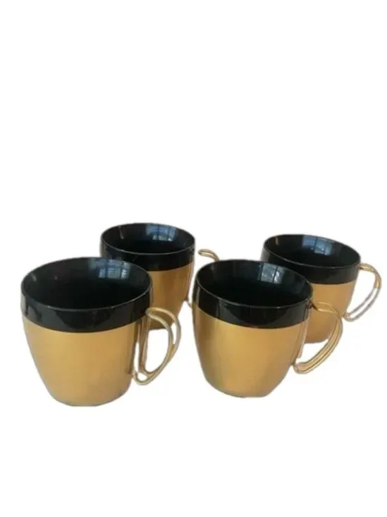 Vintage insulated coffee cups with removable handles. Set 4. Black gold USA