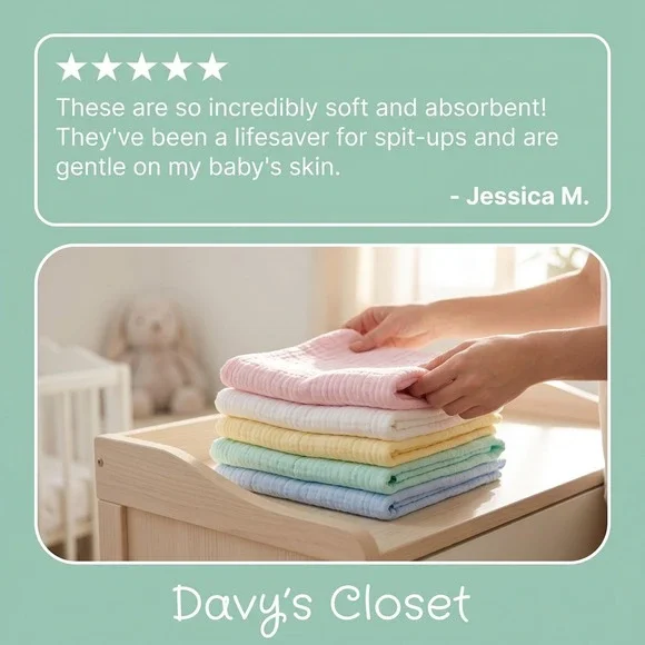 Pastel Wash/Burp Cloths 5 Pack 10x10