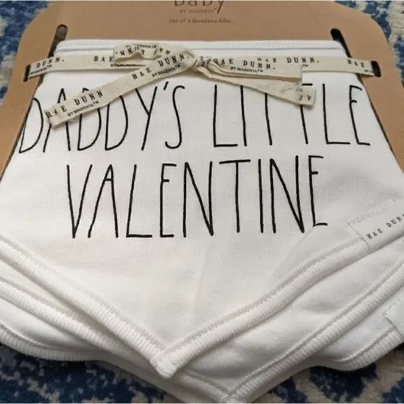 Rae Dunn Baby bibs pack of 3 Daddy's Little Valentine love bandit
