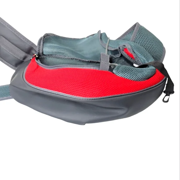``P25577 NNT Red and Gray Pet Carrier Shoulder Dog Sling Bag