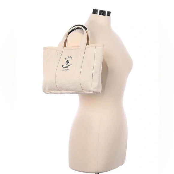 TORY BURCH Mini Mercer Natural Canvas Tote