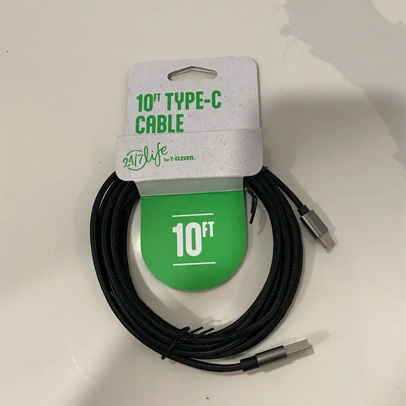 Black USB-C Charger Cable 10ft for Type C Devices