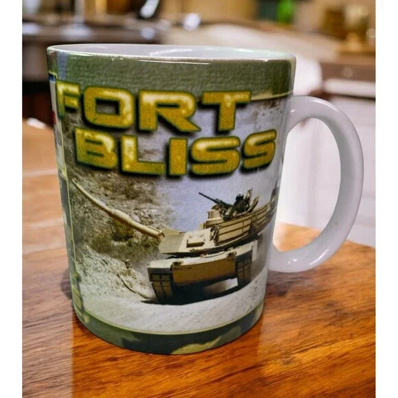 Fort Bliss Army Texas Ceramic Military Mug USA Tank Division Souvenir