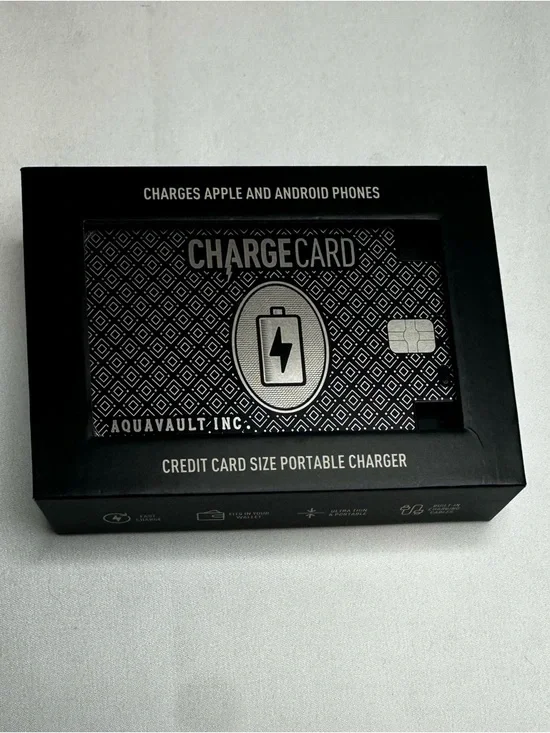 ChargeCard Credit Card Size Portable Charger - Black & Silver