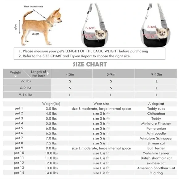 Pet Dog Sling Carrier Bag for Small Dogs Puppy Cat Sling Backpack - Brand New