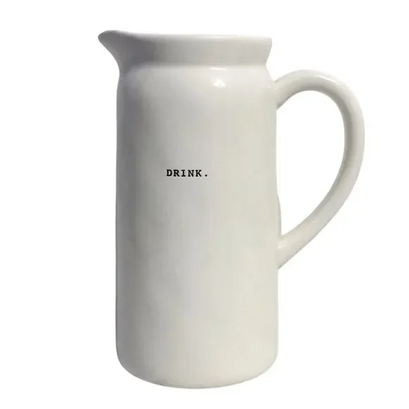 Rae Dunn Artisan Collection By Magenta Typewriter Font DRINK Pitcher