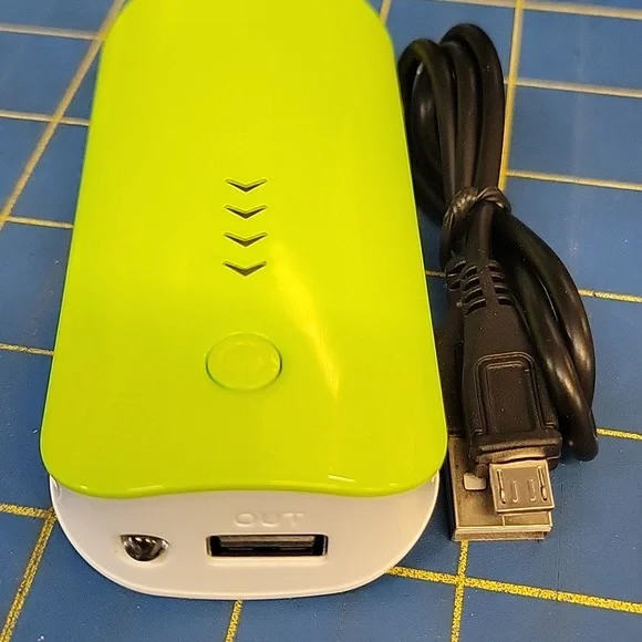 Portable Power Bank with USB Cable - Lime Green