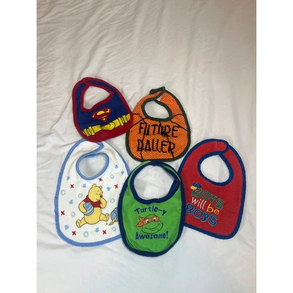 Disney Winnie The‎ Pooh Bib Superman, TMNT, NBA Lot Of 5