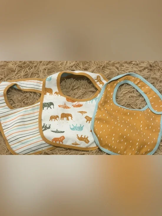 cloud island Safari Animal Cotton Bibs - White, Mustard, Teal, Olive